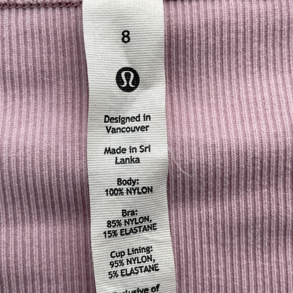 Lululemon Crop Top Women 8 Pink Built in Bra Ribbed Athletic Lined Workout Gorp - Picture 4 of 12